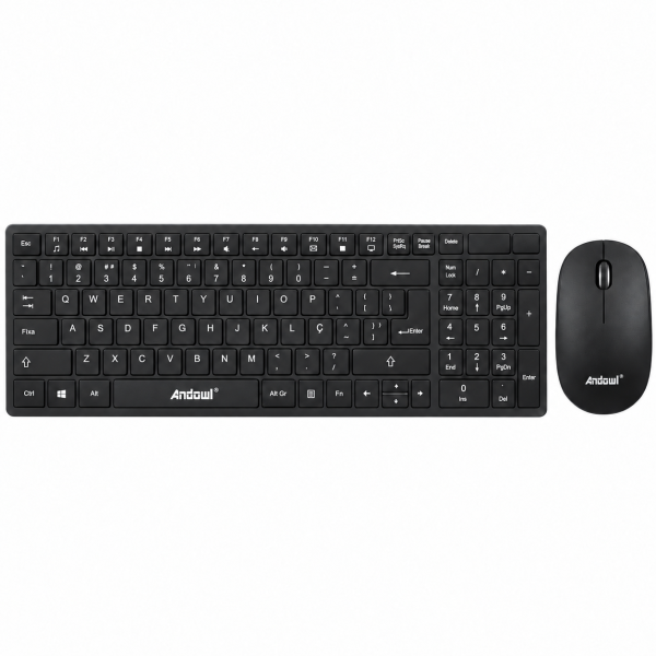 Andowl QY-Q10 — Conjunto Teclado Português e Rato Sem Fios 2,4 GHz Preto