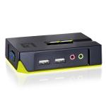 Comutador de 2x Portas USB + Audio KVM - 0221 (Preto/Verde) - LEVEL ONE