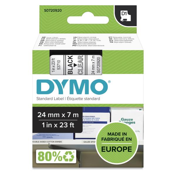 Fita Preto Sobre Transparente (7 mts/2,4cm) - DYMO