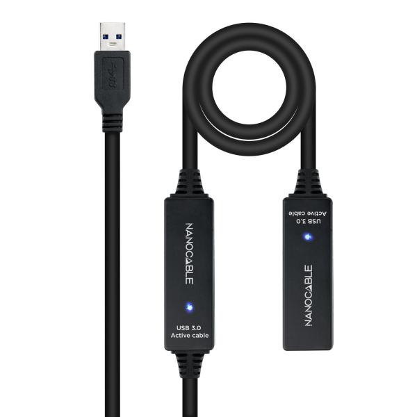 Cabo USB 3.0 Nanocable Extensão USB - A M/F 10 M Preto