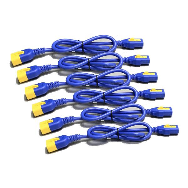 Kit de Cabo de Alimentaçao (6 unid), com Bloqueio, C13 para C14, 1.8m, Azul