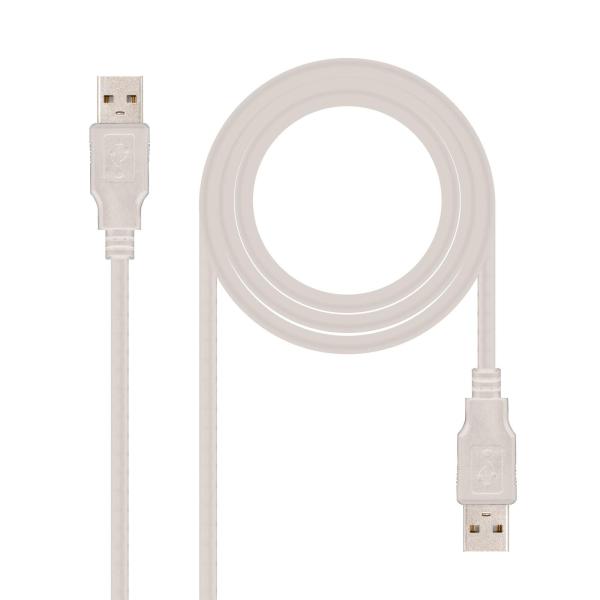 Cabo USB 2.0 A Macho - USB 2.0 A Macho Bege (3 mts) - Nanocable