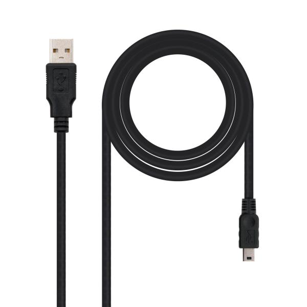 Cabo USB 2.0 Nanocable USB - A/M > Mini USB - B/M 0.5 M Preto
