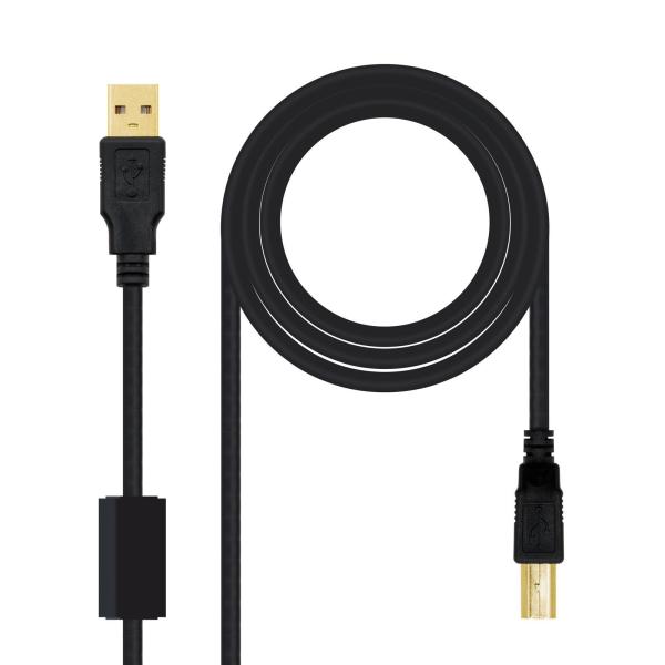 Cabo USB 2.0 HQ Com Ferrite Nanocable USB - A/M > USB - B/M 2 M Preto