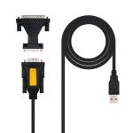 Cabo Adaptador USB A Macho - RS232 DB9 / DB25 Macho (1,8 mts) - Nanocable