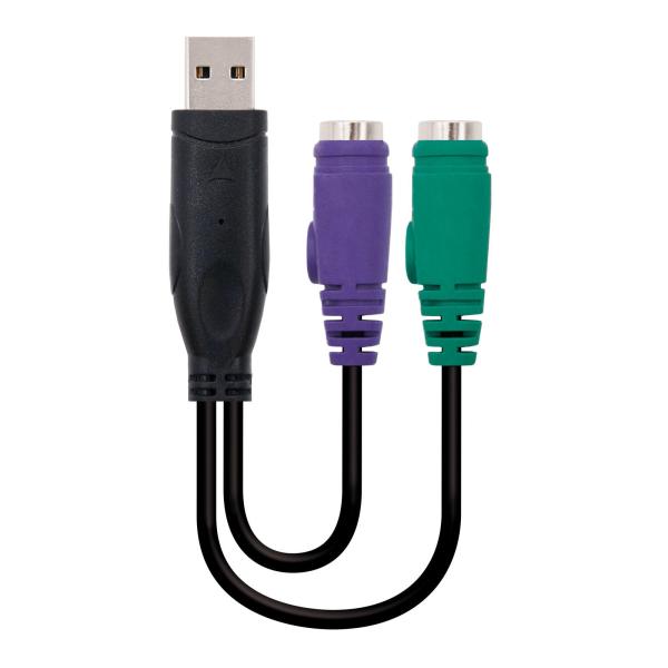 Cabo Conversor Nanocable PS/2 a USB 2xPS/2/F - A/M 15 CM Preto