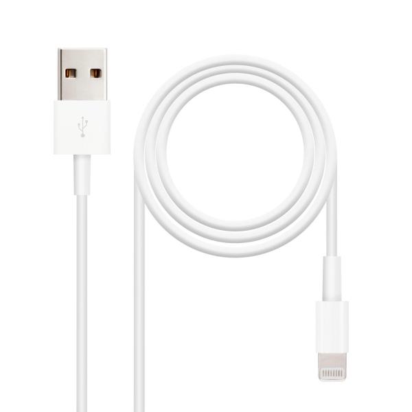 Cabo Lightning p/ iPhone USB 2.0 Branco (2 mts) - Nanocable
