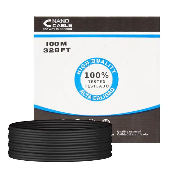 Bobine de Rede Nanocable RJ45 UTP CAT.5E AWG24 Exterior 100 M Preto