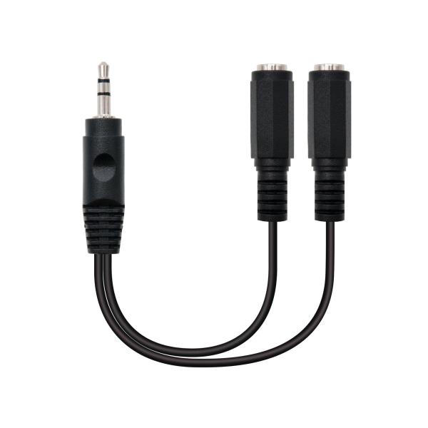 Cabo de Divisão Áudio Nanocable Jack 3,5/M 2x Jack 3,5/F 15 CM Preto
