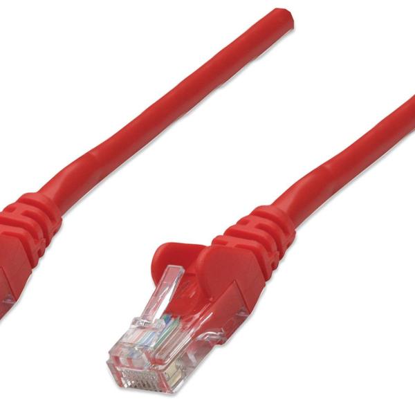 Intellinet Network Patch Cable, Cat6, 5m, Red, CCA, U/UTP, PVC, RJ45, Gold Plated Contacts, Snagless, Booted, Lifetime Warranty, Polybag