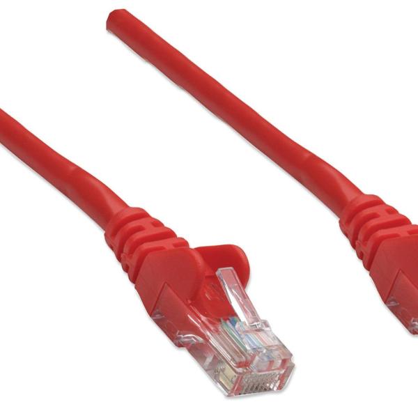 Intellinet Network Patch Cable, Cat6, 5m, Red, CCA, U/UTP, PVC, RJ45, Gold Plated Contacts, Snagless, Booted, Lifetime Warranty, Polybag