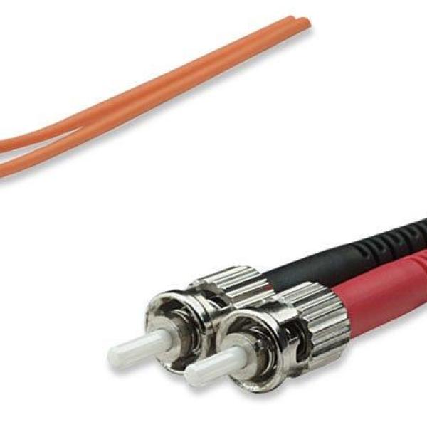 Intellinet Fiber Optic Patch Cable, OM2, ST/ST, 5m, Orange, Duplex, Multimode, 50/125 µm, LSZH, Fibre, Lifetime Warranty, Polybag