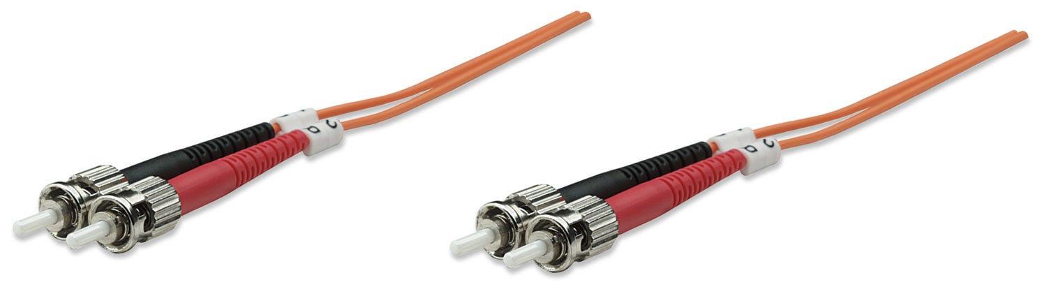 Intellinet Fiber Optic Patch Cable, OM2, ST/ST, 5m, Orange, Duplex, Multimode, 50/125 µm, LSZH, Fibre, Lifetime Warranty, Polybag