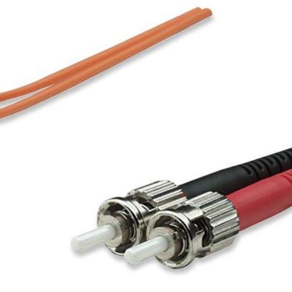 Intellinet Fiber Optic Patch Cable, OM2, ST/ST, 3m, Orange, Duplex, Multimode, 50/125 µm, LSZH, Fibre, Lifetime Warranty, Polybag