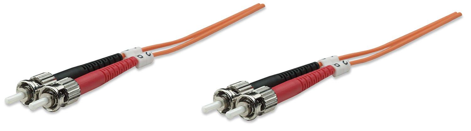 Intellinet Fiber Optic Patch Cable, OM2, ST/ST, 3m, Orange, Duplex, Multimode, 50/125 µm, LSZH, Fibre, Lifetime Warranty, Polybag