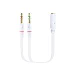 Cabo de Divisão Áudio Nanocable Jack 3,5/F 3 PINOS 2x Jack 3,5/M 4 PINOS 20 CM Branco