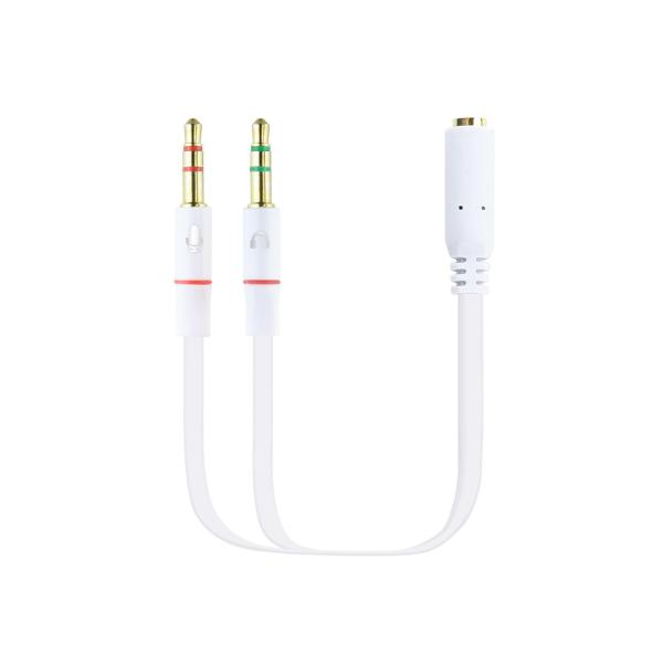 Cabo de Divisão Áudio Nanocable Jack 3,5/F 3 PINOS 2x Jack 3,5/M 4 PINOS 20 CM Branco
