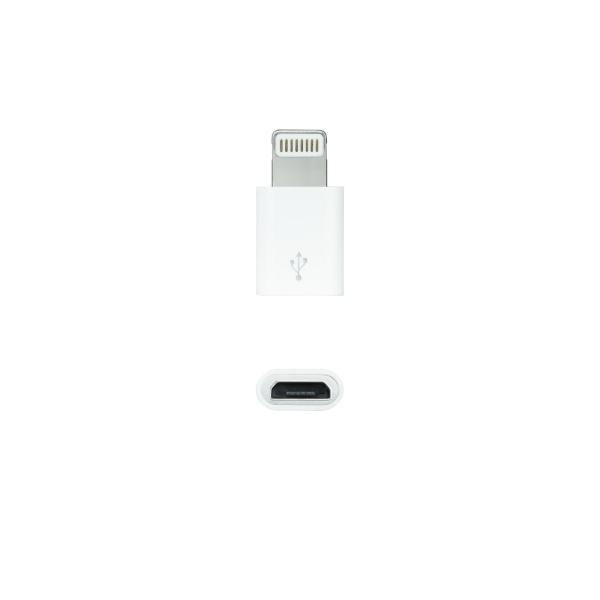 Adaptador USB Nanocable Tipo Lightning/M - M - Micro B/F Branco