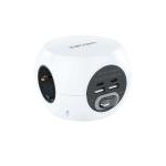 Base de 3 tomadas com 4 USB's (2 USB A / 2 USB - C) c/ interruptor