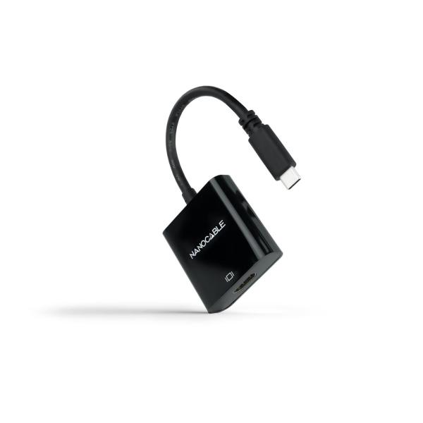 Adaptador Nanocable USB - C M > HDMI F 15 CM Preto