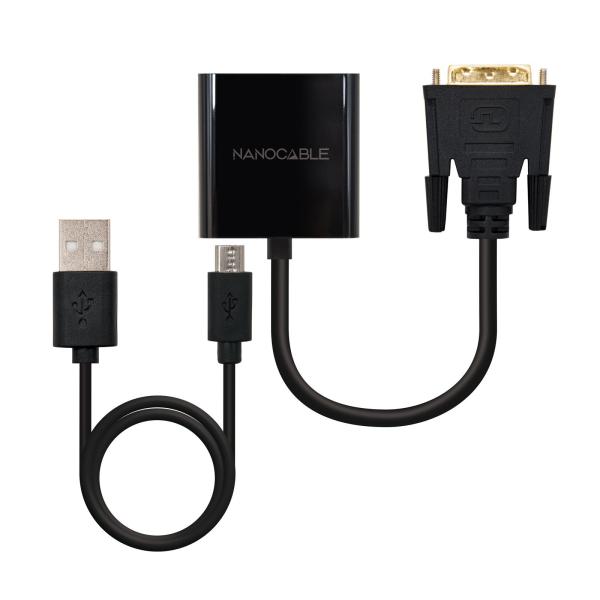 Adaptador Nanocable DVI M > VGA 10 CM Preto