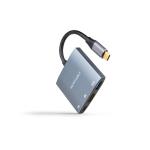 Adaptador USB - C - HDMI + USB + USB - C (PD60W) Compatível c/ Thunderbolt 3 (Cinzento) - TOOQ