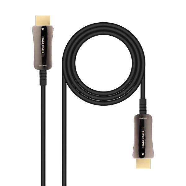 Cabo HDMI V2.1 AOC Nanocable 8K@60Hz 4K@120Hz 48Gbps A/M - A/M 15 m Preto