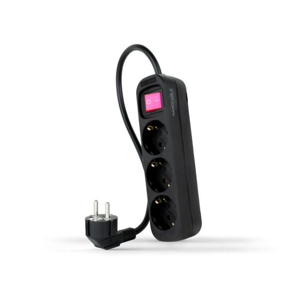 Régua Nanocable 3 Tomadas c/ switch 1.4 M Preto