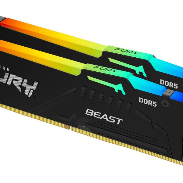 Kingston Kit 32GB (2 x 16GB) DDR5 5200MHz FURY Beast RGB Preto 1R CL36