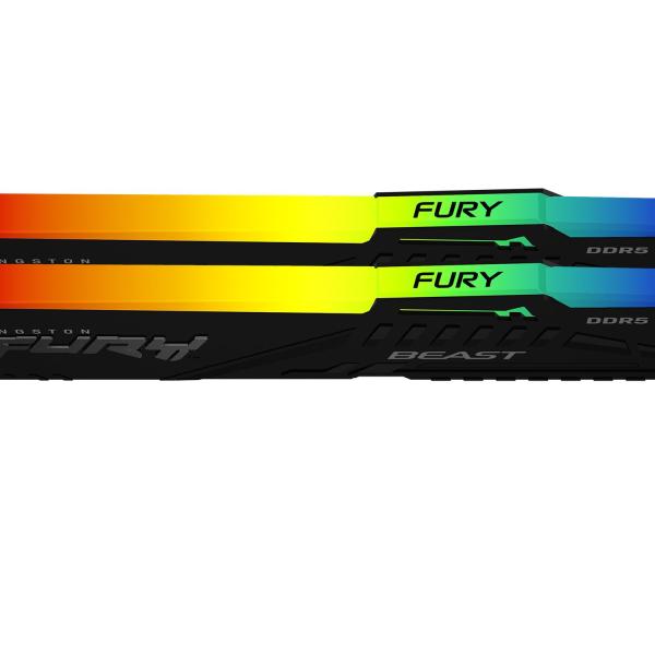 Kingston Kit 32GB (2 x 16GB) DDR5 5200MHz FURY Beast RGB Preto 1R CL36