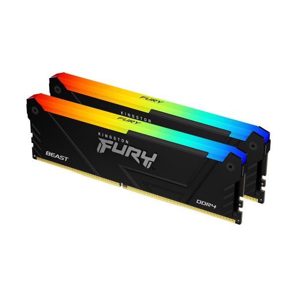 Kingston Kit 32GB (2 x 16GB) DDR4 3200MHz FURY Beast RGB Preto 1Rx8 CL16