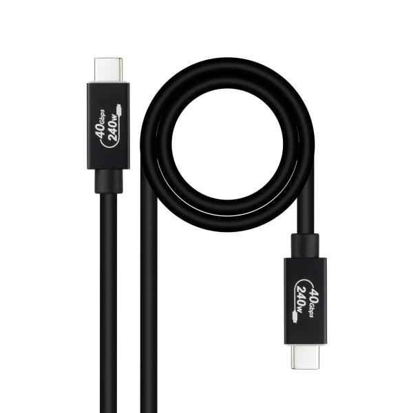 Cabo USB 4 Gen3x2 Nanocable 40Gbps 5A/240W, USB - C M/M 1.8 M Preto