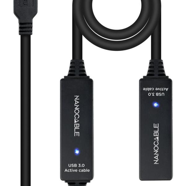 Cabo USB 3.0 Nanocable Extensão USB - A M/F 15 M Preto