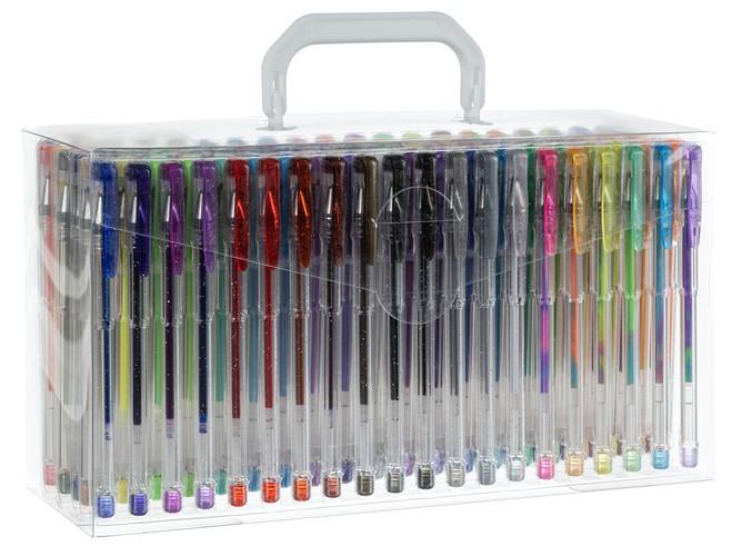 Estojo Organizador c/ 140x Canetas de Tinta Gel Multi - Cores - MALATEC