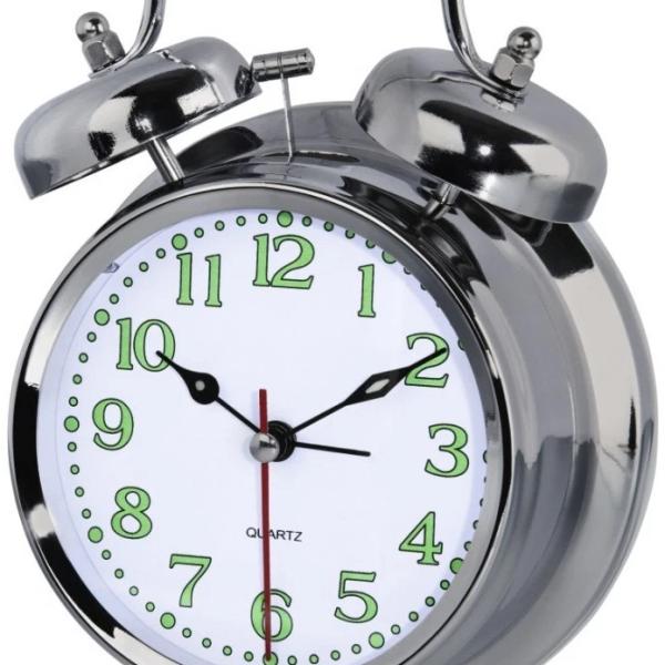 Relógio/Despertador Analógico Nostalgy Quartz (Prateado) - HAMA
