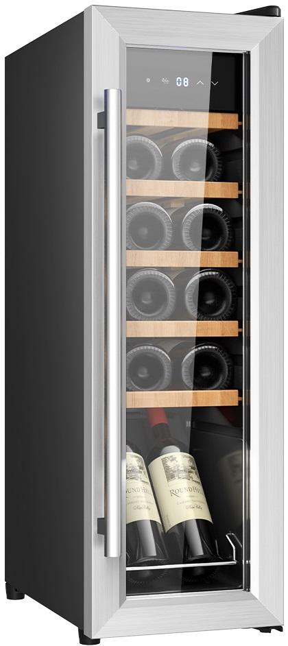 Garrafeira 12 Garrafas Bolero GrandSommelier 1250 CoolWood (Preto/Inox) - CECOTEC