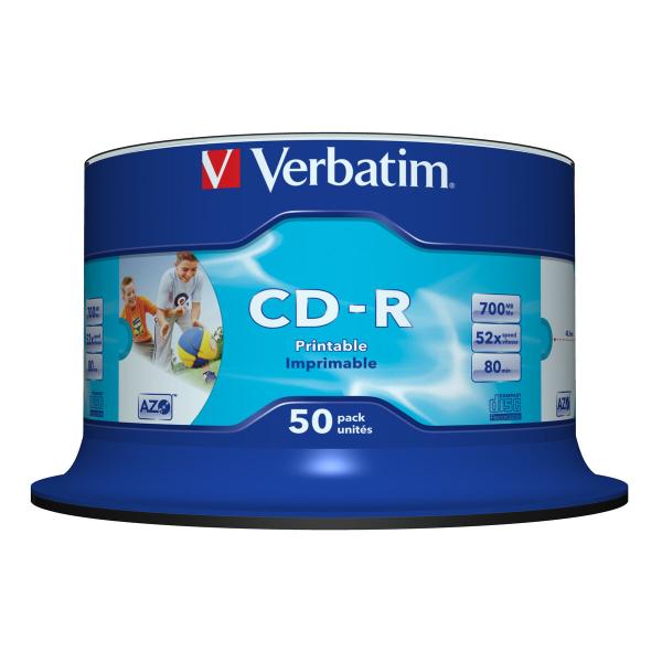 CD-R Verbatim AZO Wide Inkjet Printable 50 Unidades (50 Unidades)