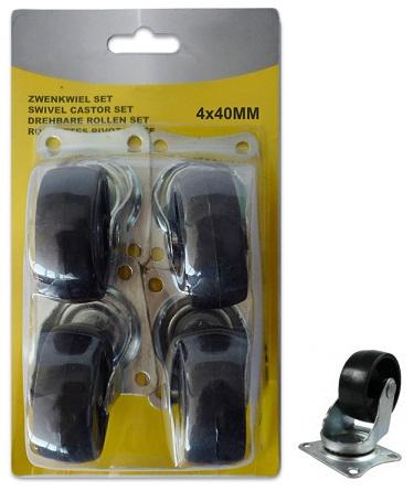 Pack 4x Rodas 4x 40mm (Preto)