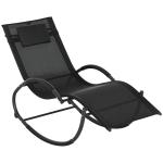 Espreguiçadeira Baloiço de Jardim com Apoio para os Braços Almofada para a Cabeça Removível 155x61x88 cm Preto