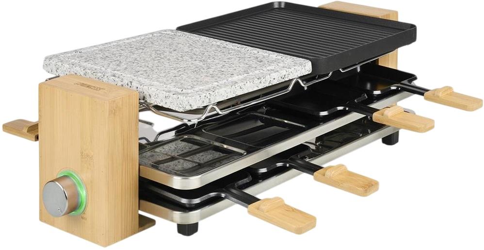 Grelhador Elétrico Raclette Pure 8 1300W (Preto/Cinzento/Madeira) - PRINCESS