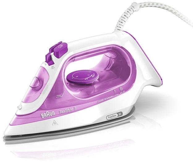Ferro de Engomar a Vapor TexStyle 3 SI 3030 Base de Cerâmica Ultra Glide 2300W (Rosa) - BRAUN