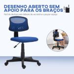 Cadeira de Escritório sem Apoio para os Braços com Encosto de Malha Respirável Altura Ajustável 43x48x78 - 88 cm Azul