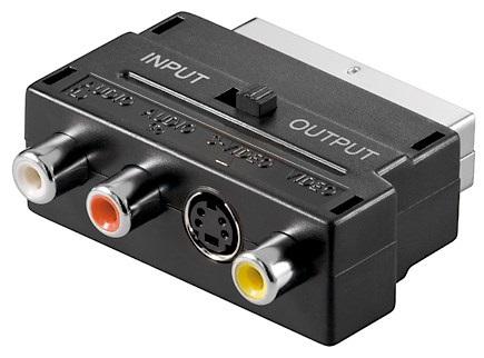 Ficha Adaptadora SCART Macho - 3 RCA Femea + S - Video