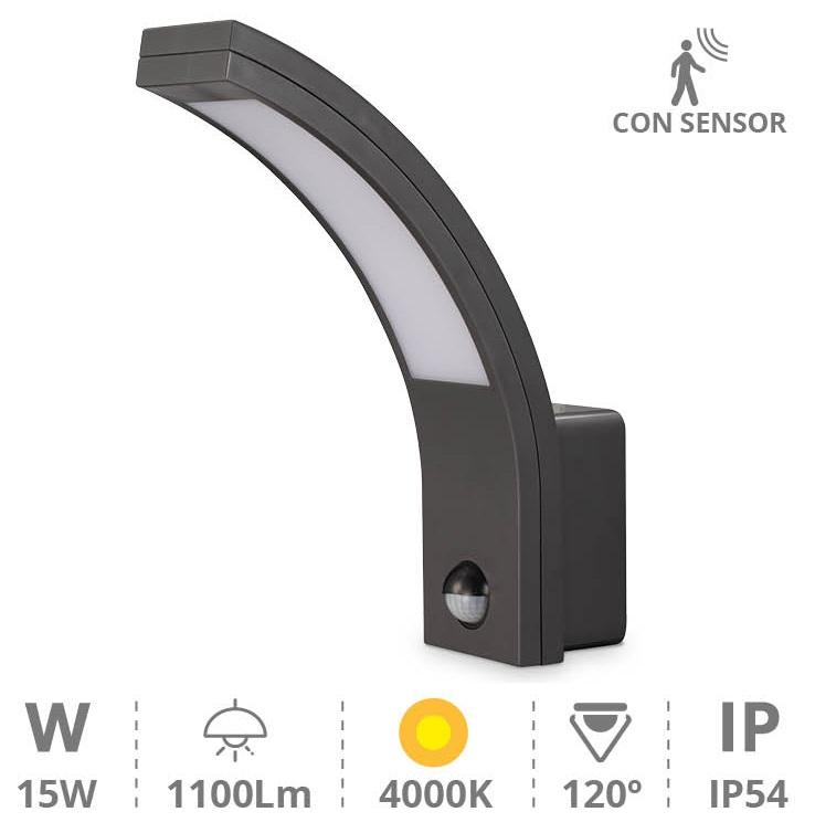 Candeeiro Interior/Exterior LED 15W 4000K 1100Lm c/ Sensor Movimento PIR (IP54) - GSC