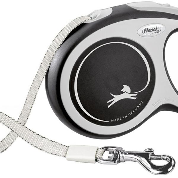 Trela Retrátil New Comfort Tamanho L p/ Cães (Preta/Cinza) - FLEXI