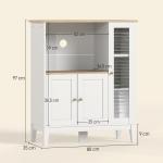 Móvel Auxiliar de Cozinha Moderno Móvel para Micro - Ondas com Prateleiras 3 Portas Compartimento Aberto 80x35x97 cm Branco