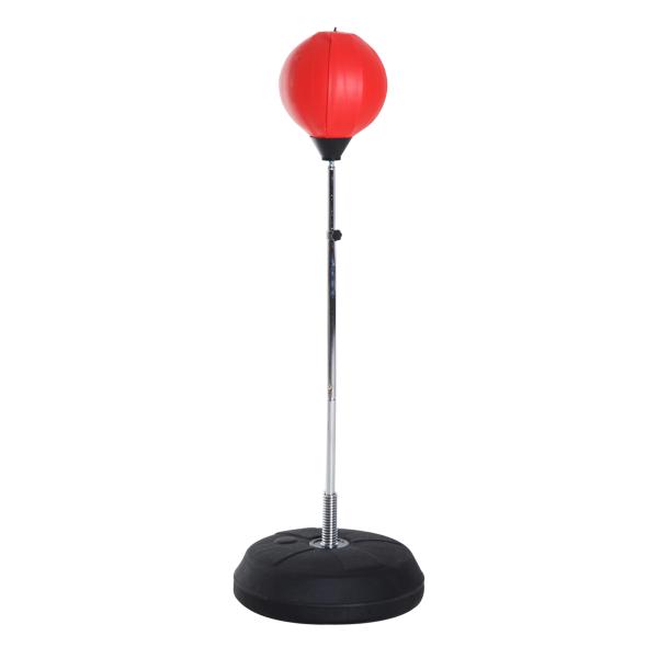 Saco de Boxe de Pé Punching Ball com Altura Ajustável em 4 Níveis Base Preenchível e Luvas Ø43x126 - 144 cm Vermelho e Preto
