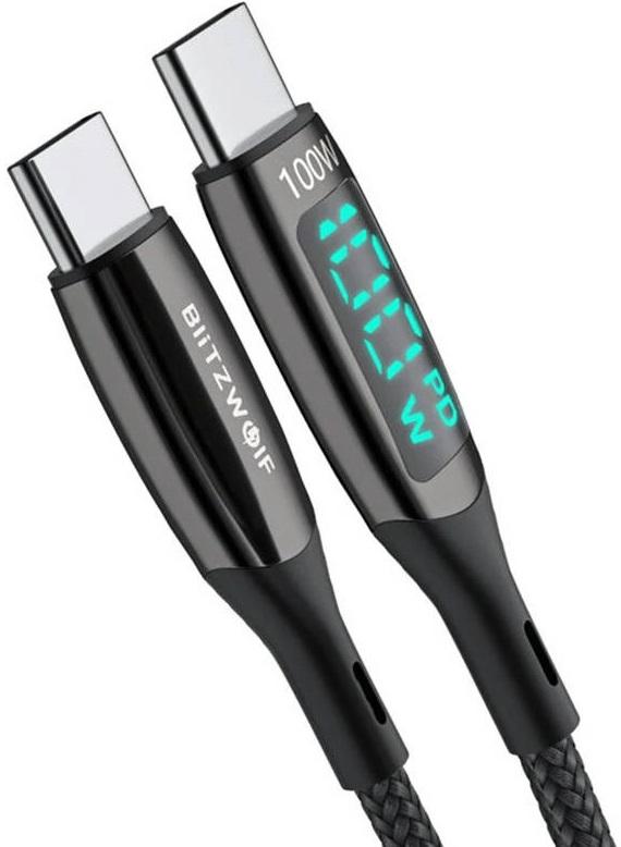 Cabo USB - C Macho - USB - C Macho Preto (90cm) - BLITZWOLF