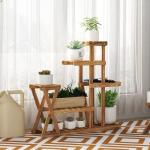 Suporte para Plantas Estante para Plantas de Madeira com 5 Níveis para Interior Exterior 98x28x95 cm Madeira