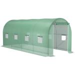 Estufa tipo Túnel 500x200x205 cm Estufa de Jardim com Porta Enrolável e 8 Janelas Cobertura de PE 140 g/m² Verde